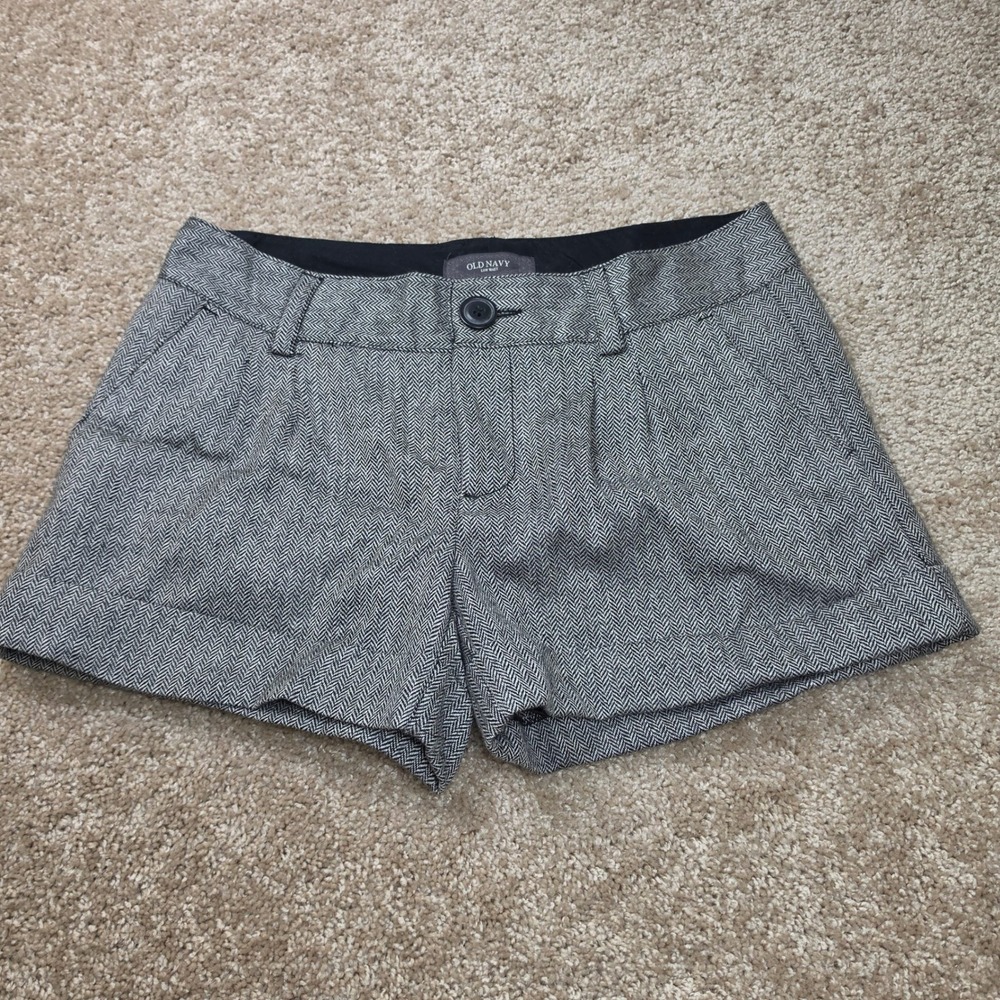 Old Navy Shorts Herringbone Wool Blend Low Waist Preppy Gray 10